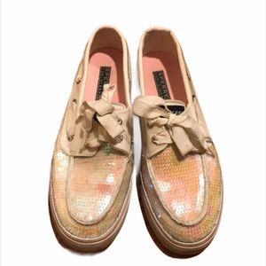Sperry Top Sider White Sequin Boat Shoes 6.5